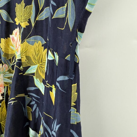 Aakaa Womens Floral Dress S 100% Rayon Navy Long Sleeves - Picture 7 of 10